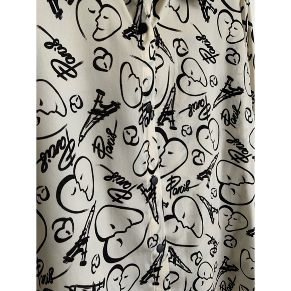 Catherine Malandrino Paris Print Blouse Medium - Picture 5 of 6